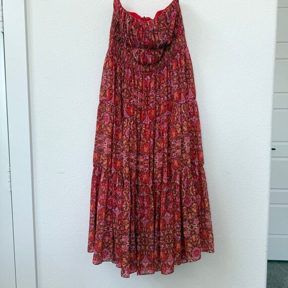 AMUR Dresses & Skirts - AMUR Strapless Maxi Dress Red Kaleidoscope Paisley NWT Sustainable Size 10